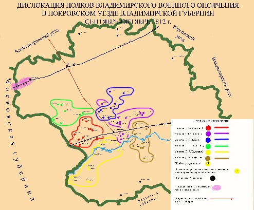 Дислокация полков Владимирского ополчения в Покровском уезде Владимирской губернии